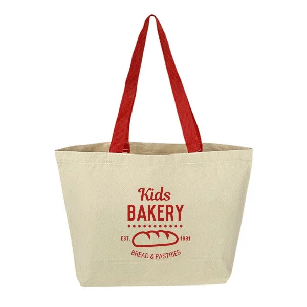 10 Oz. Red Canvas Grocery Tote Bag - 19 x 14 x 5 (Q401211)