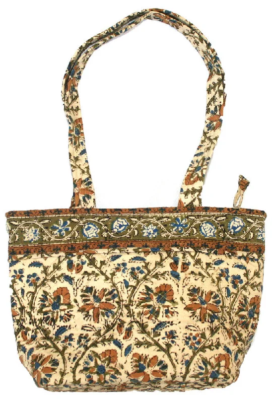 Handmade Cotton Kalamkari Block Print Shopping Work Tote Handbag 13x9