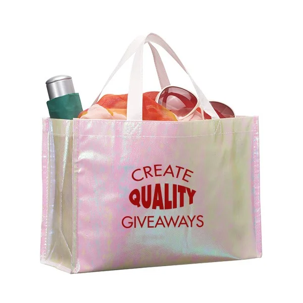 Iridescent Non-Woven Shopper Totes (Q361911)