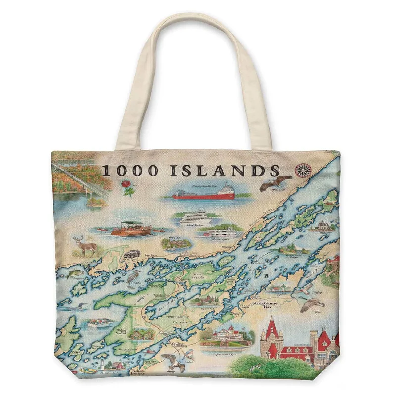 1000 Islands Map Canvas Tote Bag