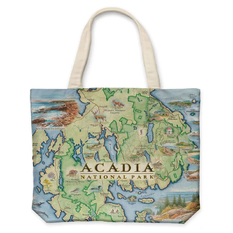 Acadia National Park Map Canvas Tote Bag