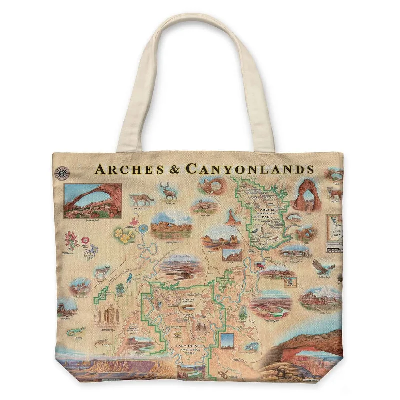 Arches & Canyonlands National Parks Map Canvas Tote Bag