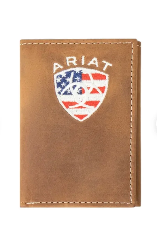 Ariat American Flag Embroidered Trifold Wallet