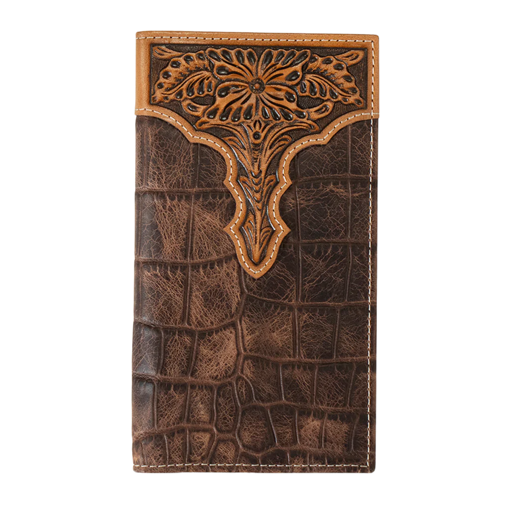 Ariat Croc Print Brown Leather Wallet