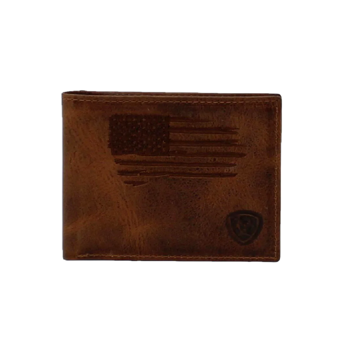 Ariat® Men's Brown USA Flag Leather Bi-Fold Wallet