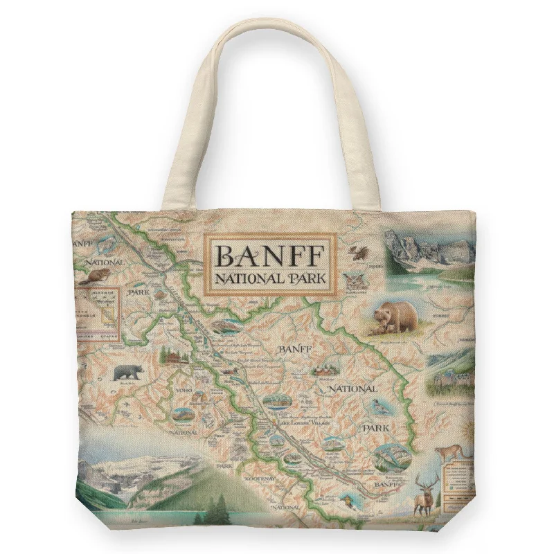 Banff National Park Map Canvas Tote Bag