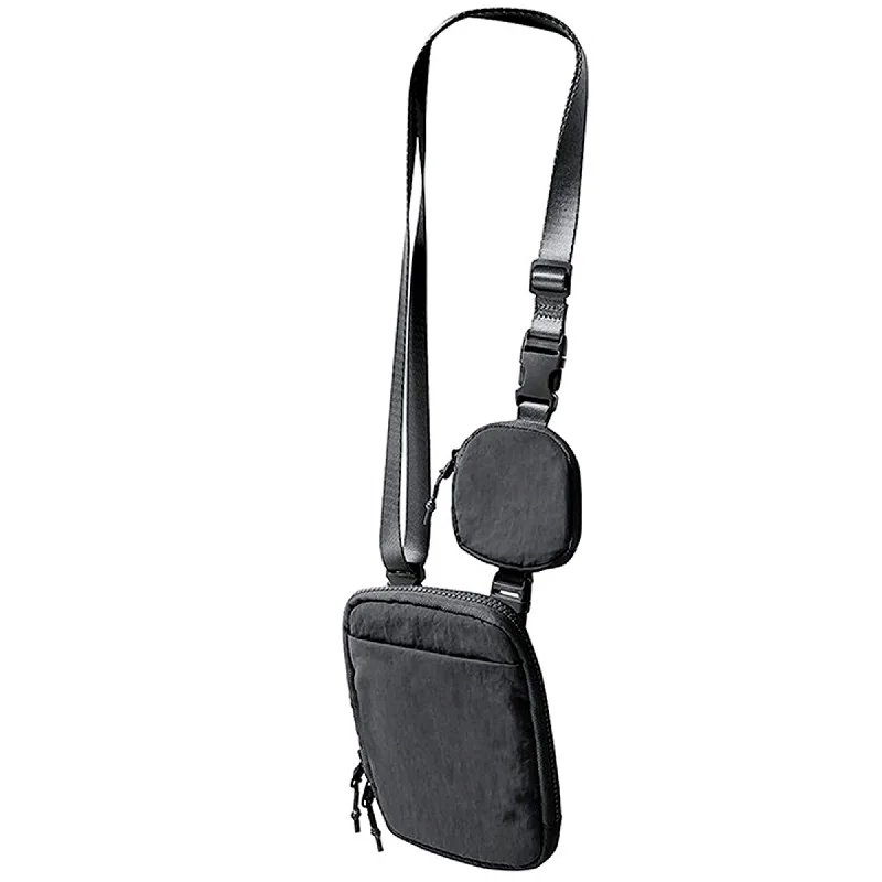 Betsie's Nylon Phone and Earphone Vertical Sling Belt Bag - Dark Grey