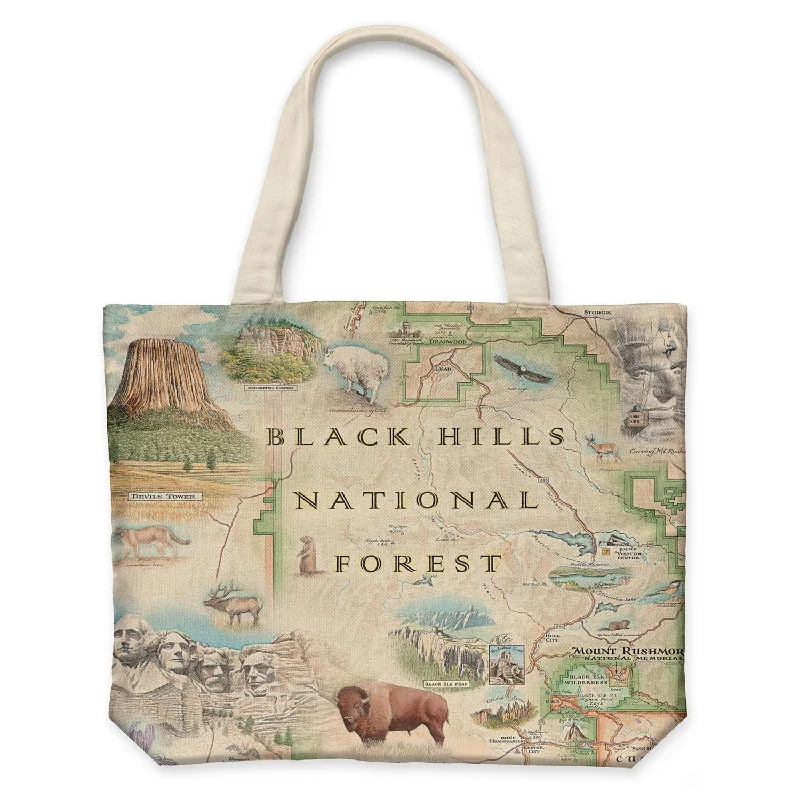 Black Hills National Forest Map Canvas Tote Bag