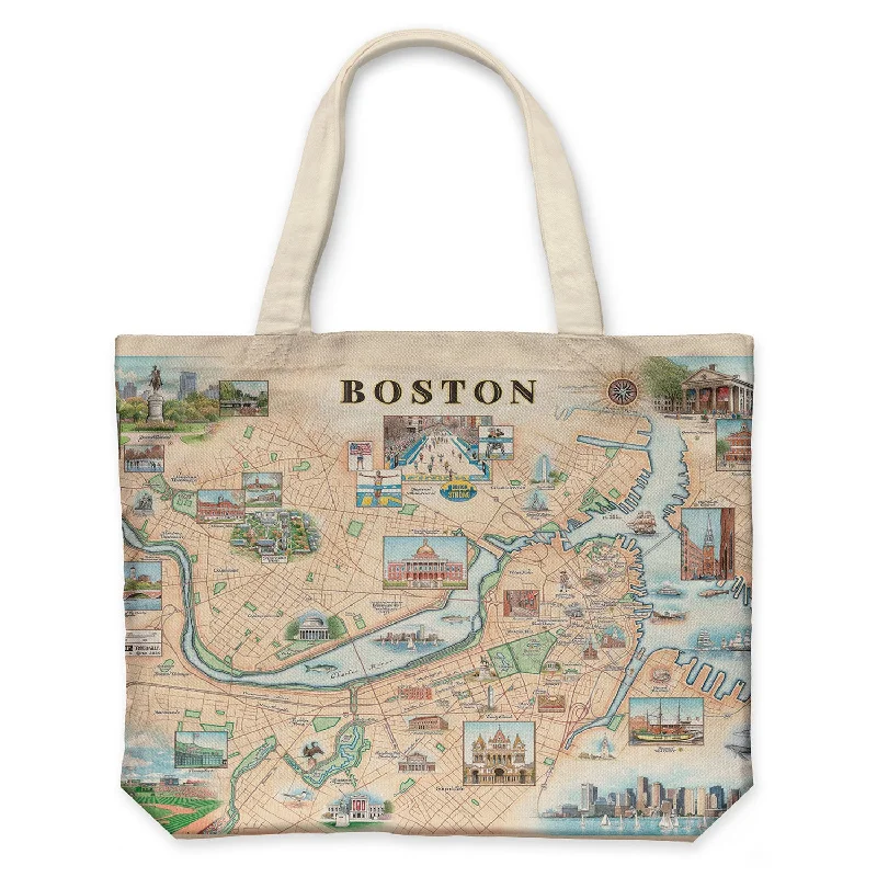 Boston Map Canvas Tote Bag