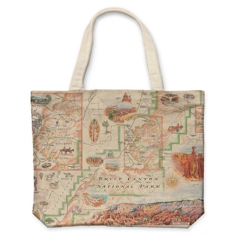 Bryce Canyon National Park Map Canvas Tote Bag