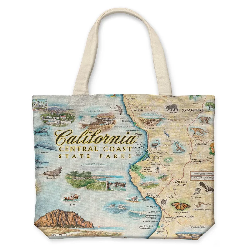 California Central Coast State Parks Map Canvas Tote Bag