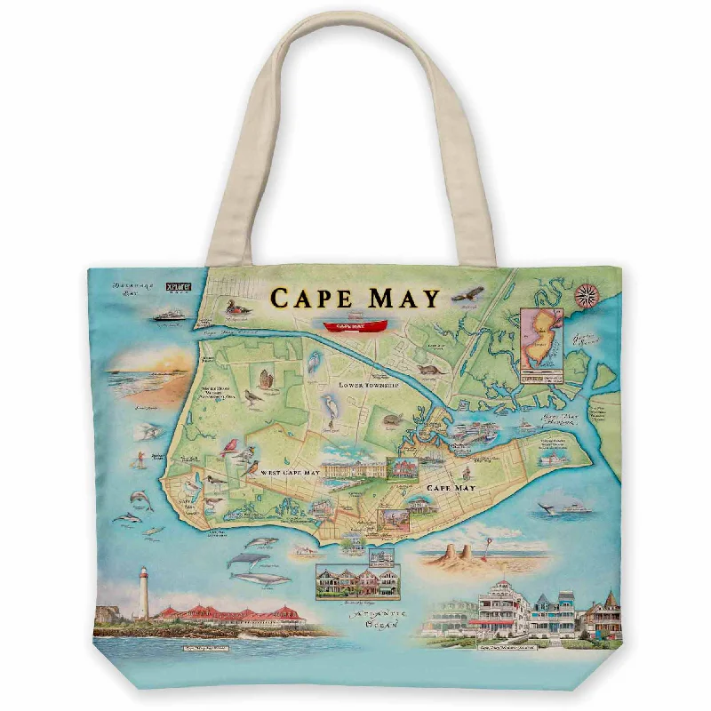 Cape May Map Canvas Tote Bag