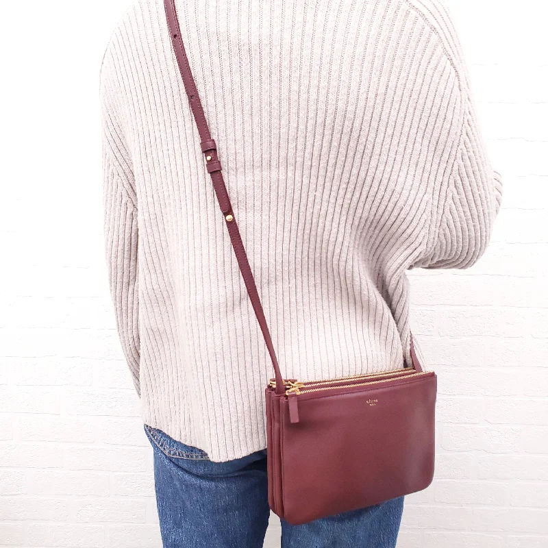 CELINE BURGUNDY TRIFOLD CROSSBODY