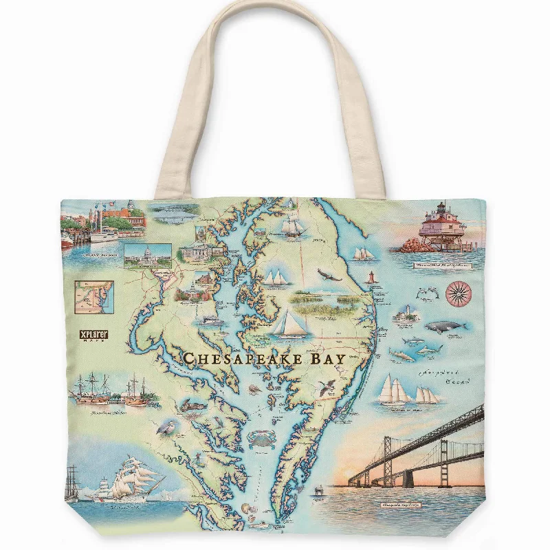 Chesapeake Bay Map Canvas Tote Bag