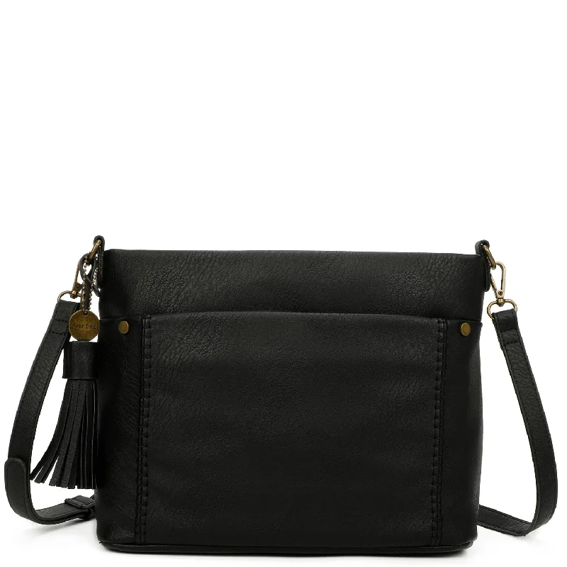 Christina Crossbody Vegan Leather Bag - Black