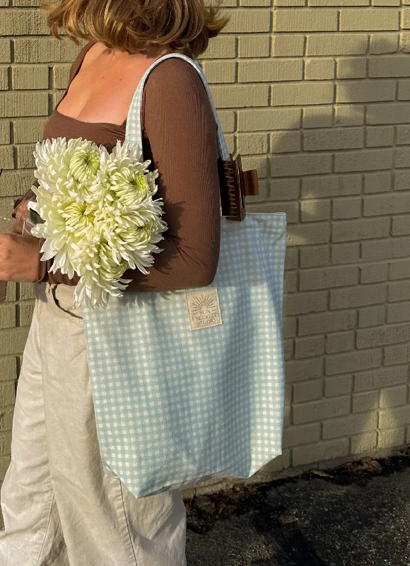 Coastal Gingham Tote Bag