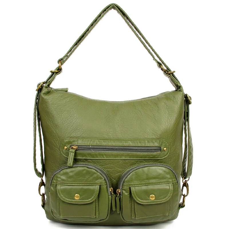 Convertible Crossbody Backpack - Army Green