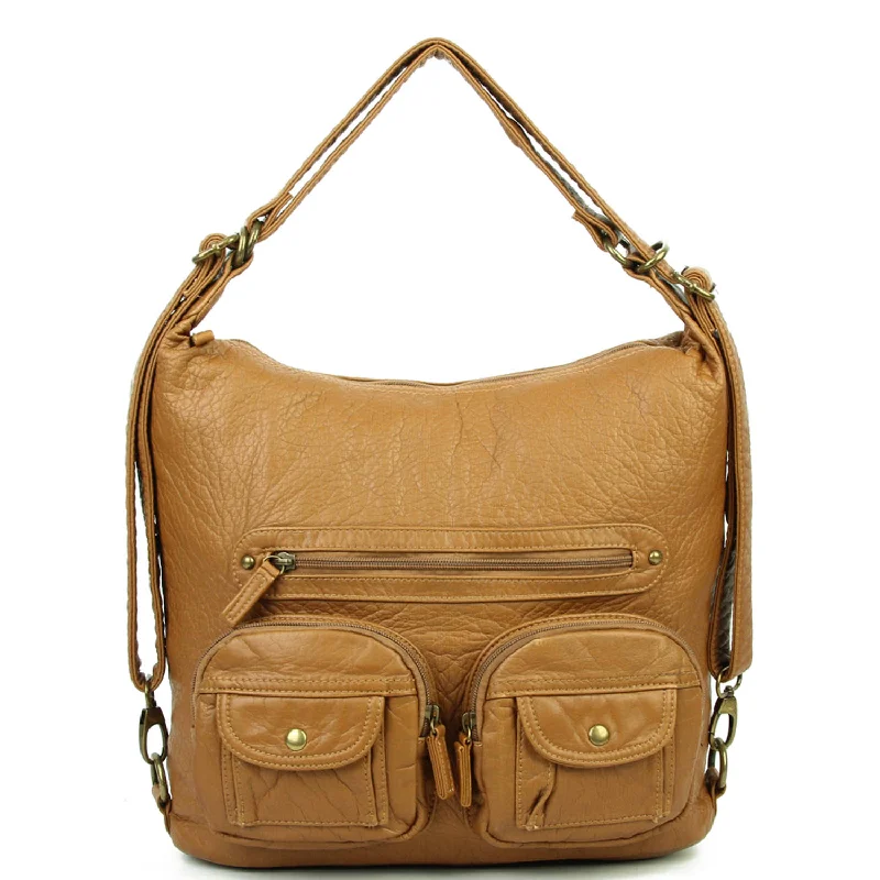 Convertible Crossbody Backpack - Brown