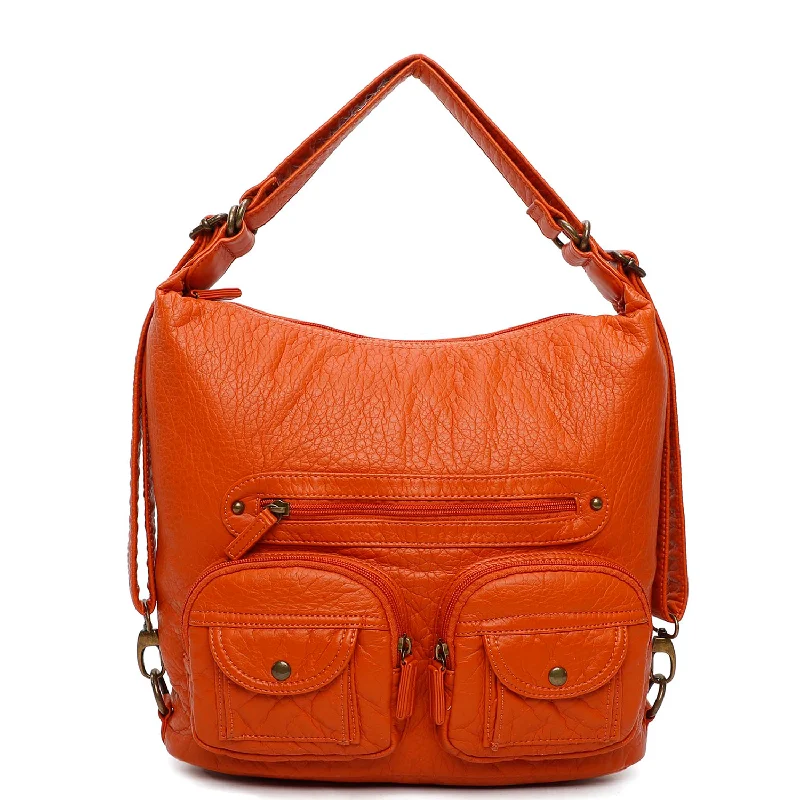 Convertible Crossbody Backpack - Orange