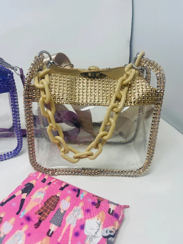 Gold rhinestone Clear Crossbody