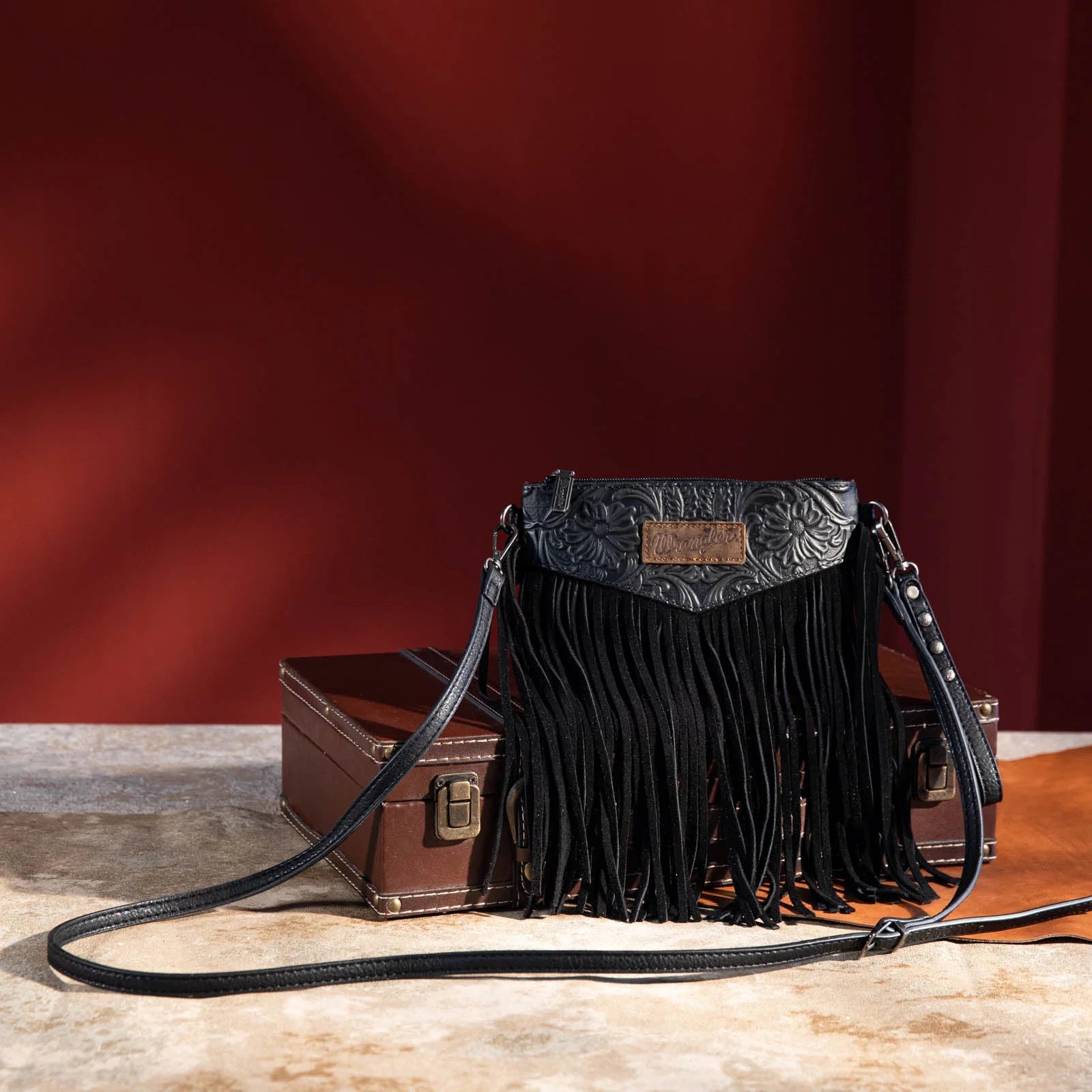 Wrangler Floral Fringe Embossed Crossbody