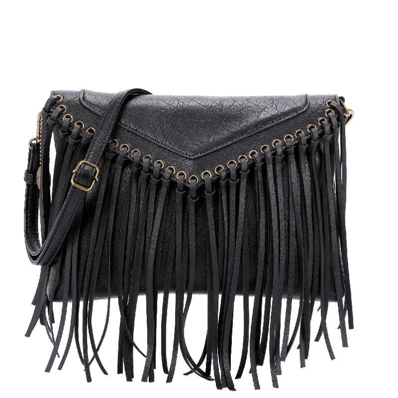 Dallas Fringe Crossbody Bag - Black