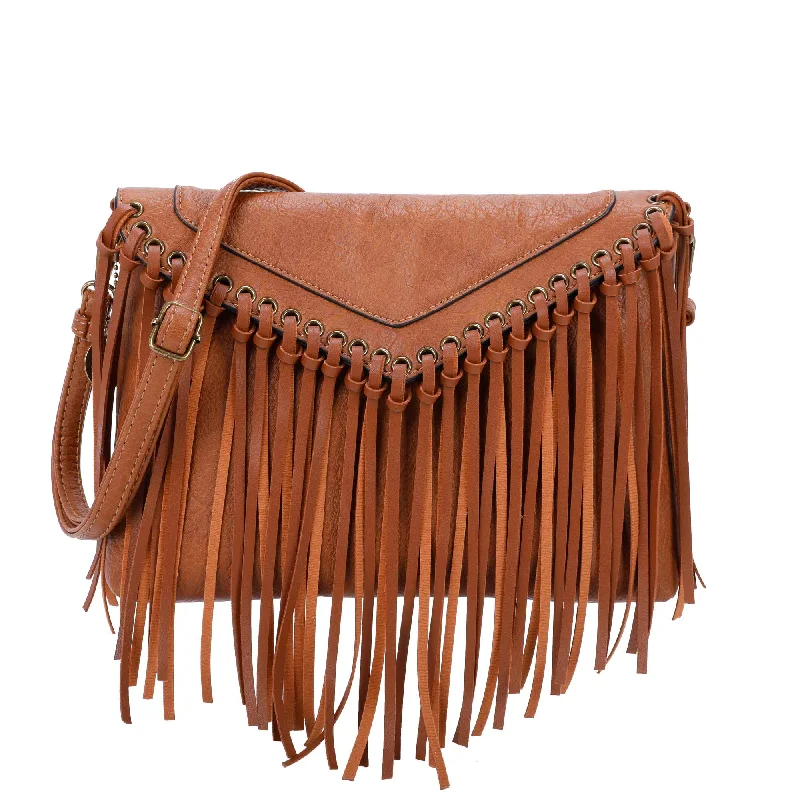 Dallas Fringe Crossbody Bag - Cognac