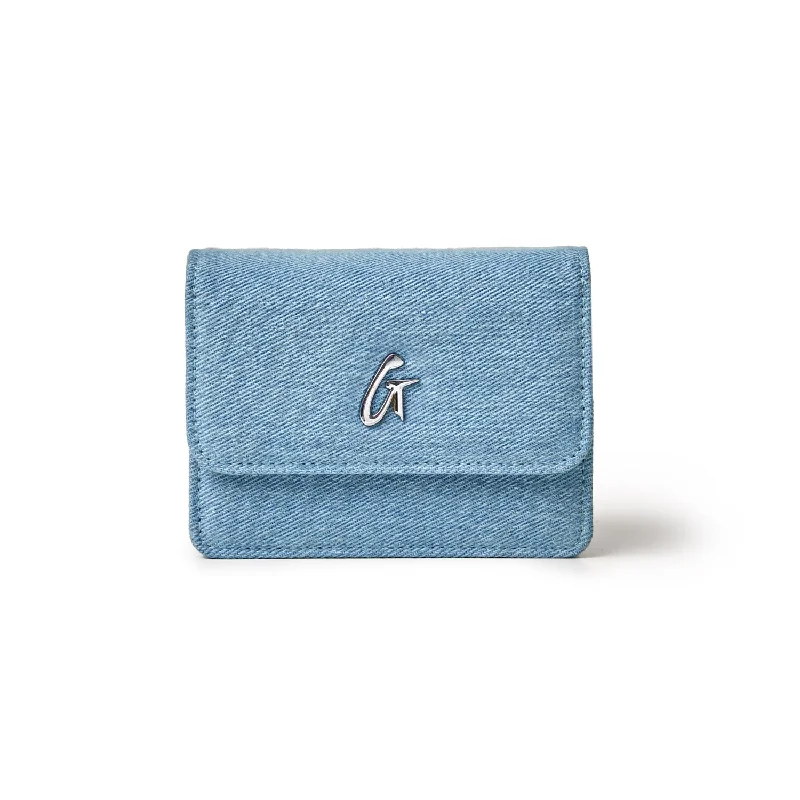 DENIM MINI WALLET ON CHAIN-SILVER