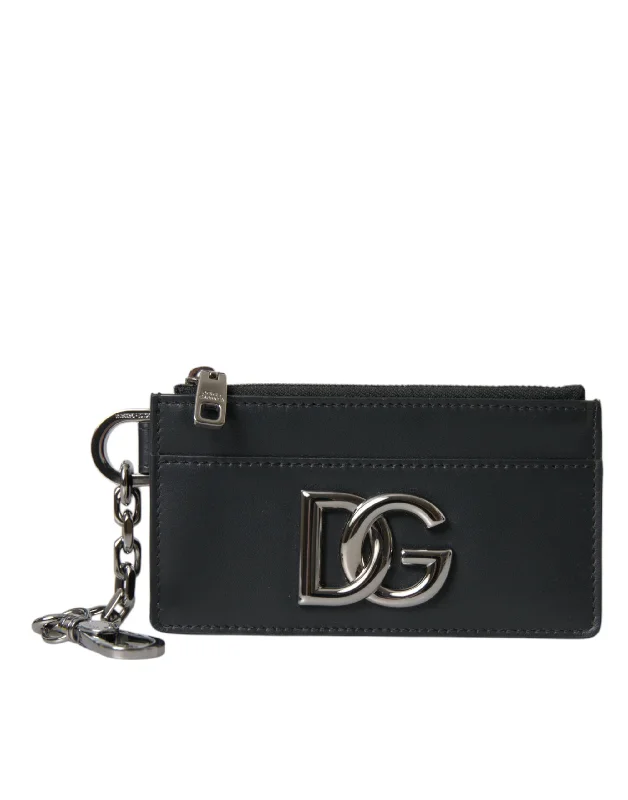 Dolce & Gabbana  Calfskin Leather DG Logo Card Holder Wallet Men's Men