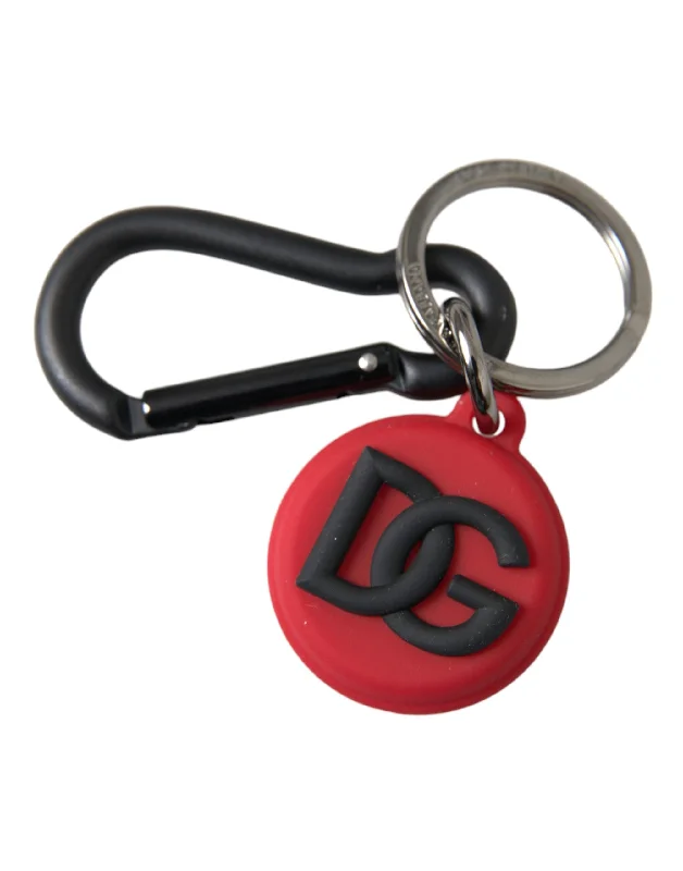 Dolce & Gabbana  Rubber DG Logo Round Metal Brass Keyring Men's Keychain