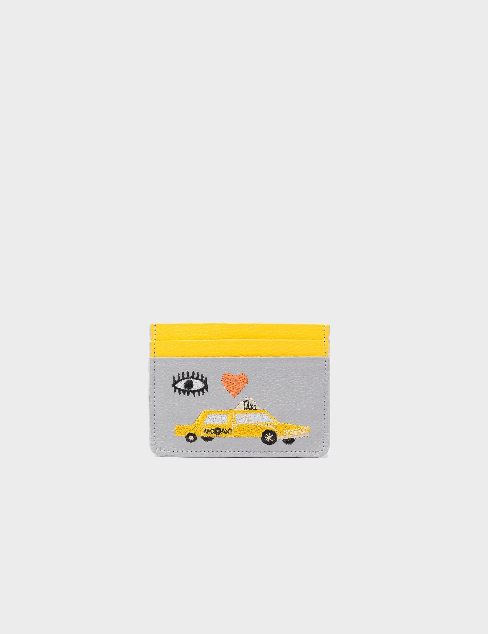 Filium Microchip Gray Leather Cardholder - Taxi Embroidery