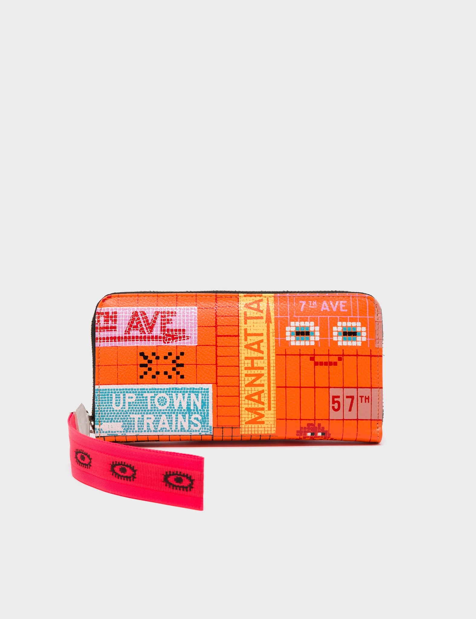 Francis Lollipop Orange Leather Wallet -Subway Stories Print