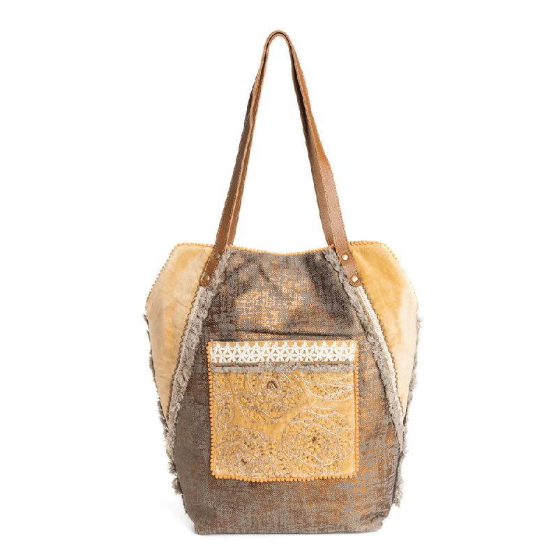 Golden Rise Paisley Tote Bag