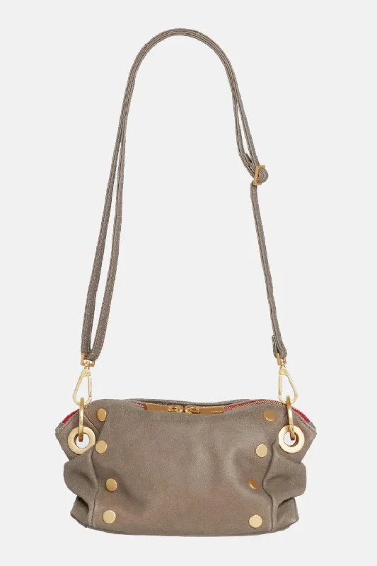 Hammitt Daniel Crossbody Clutch SML | Pewter/Brushed Gold Red Zip