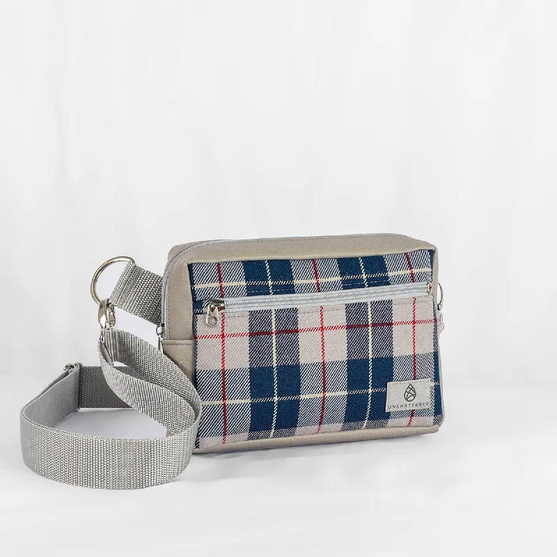 Errand Bag from Vintage Blue-Grey Plaid Mercedes-Benz Interior