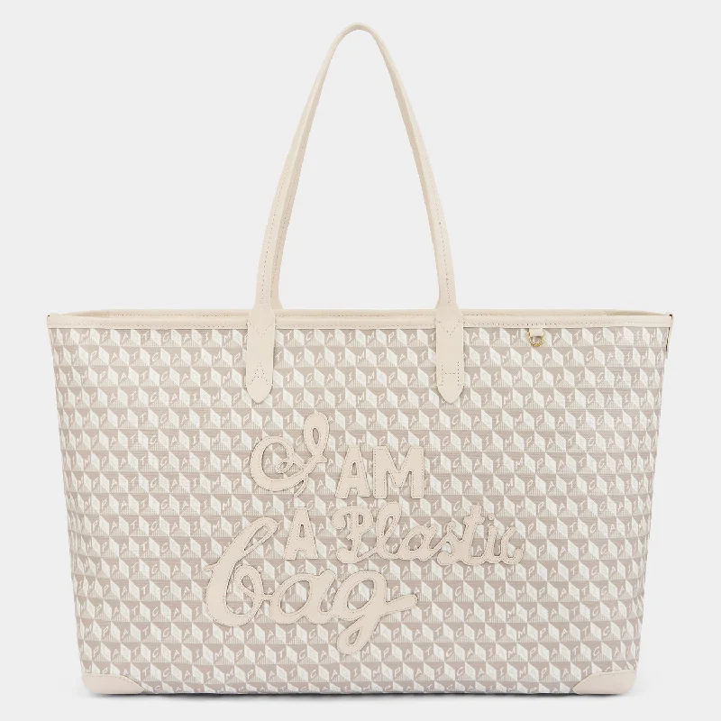 I Am A Plastic Bag Zipped Motif Tote