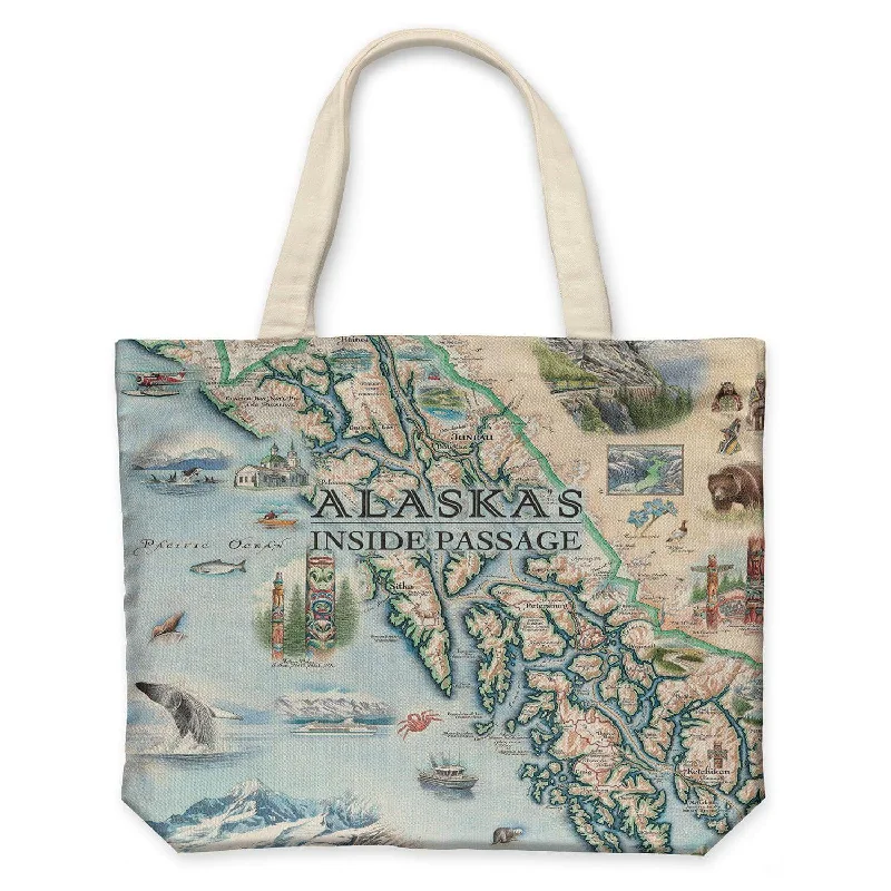 Alaska Inside Passage Map Canvas Tote Bag