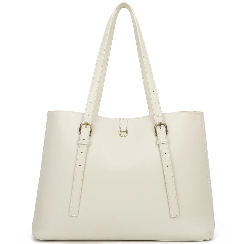 Isla Biodegradable Vegan Leather with detachable bag XL Tote - Cream