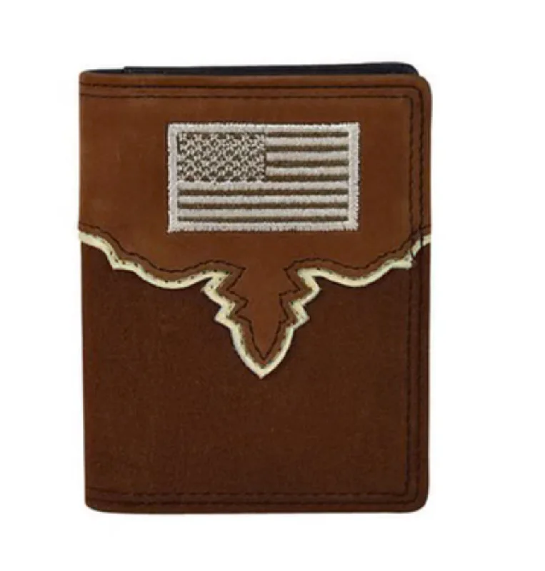 Justin Men’s Bifold Card Wallet Yoke & USA Flag