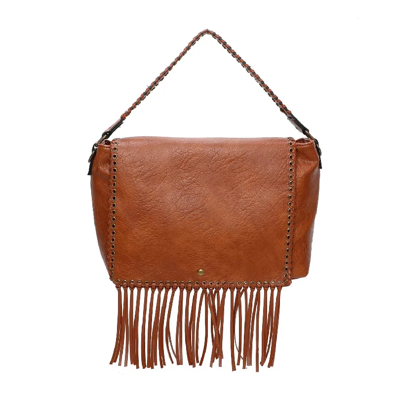 Lacey Fringe Messenger - Cognac