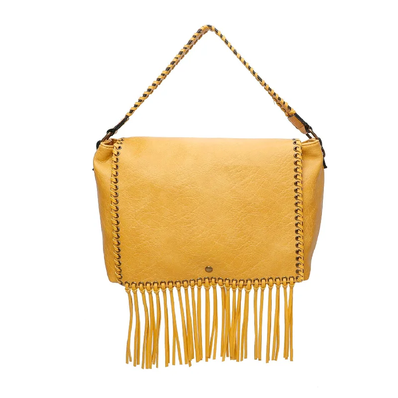 Lacey Fringe Messenger - Mustard