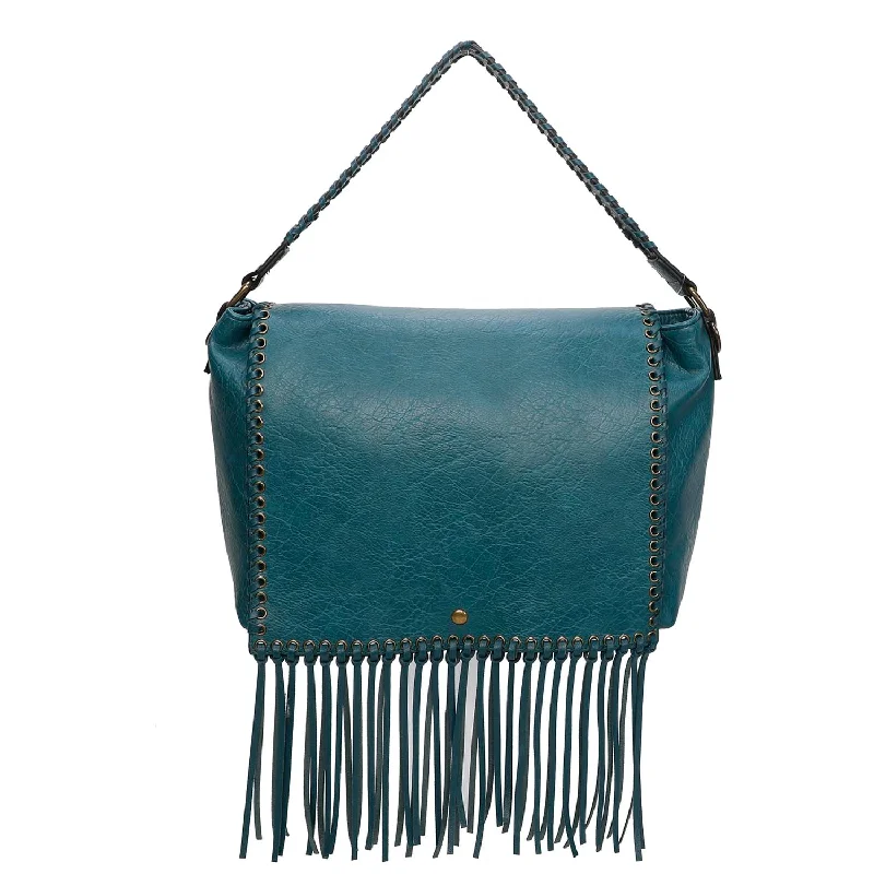 Lacey Fringe Messenger - Teal