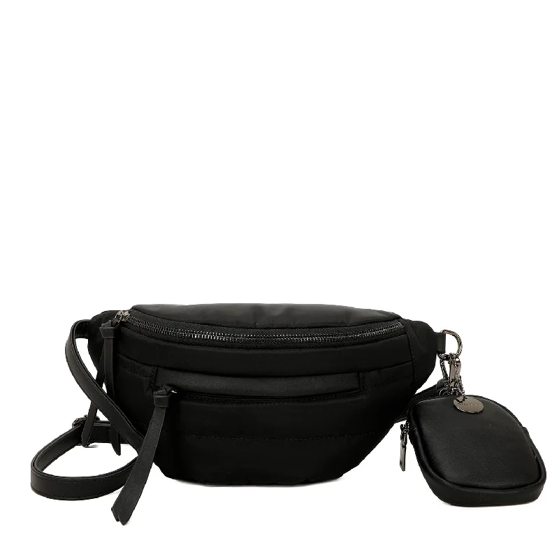 Lilian Sustainable Nylon Puffer Fashionable Belt and Bum Bag - Black