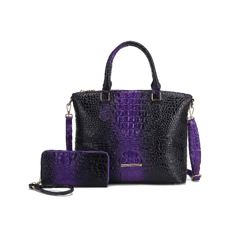 Liora Croc-Embossed Tote Bag and Set