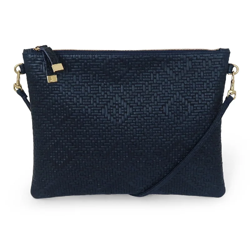 MADISON CROSSBODY | NAVY WOVEN ARGYLE