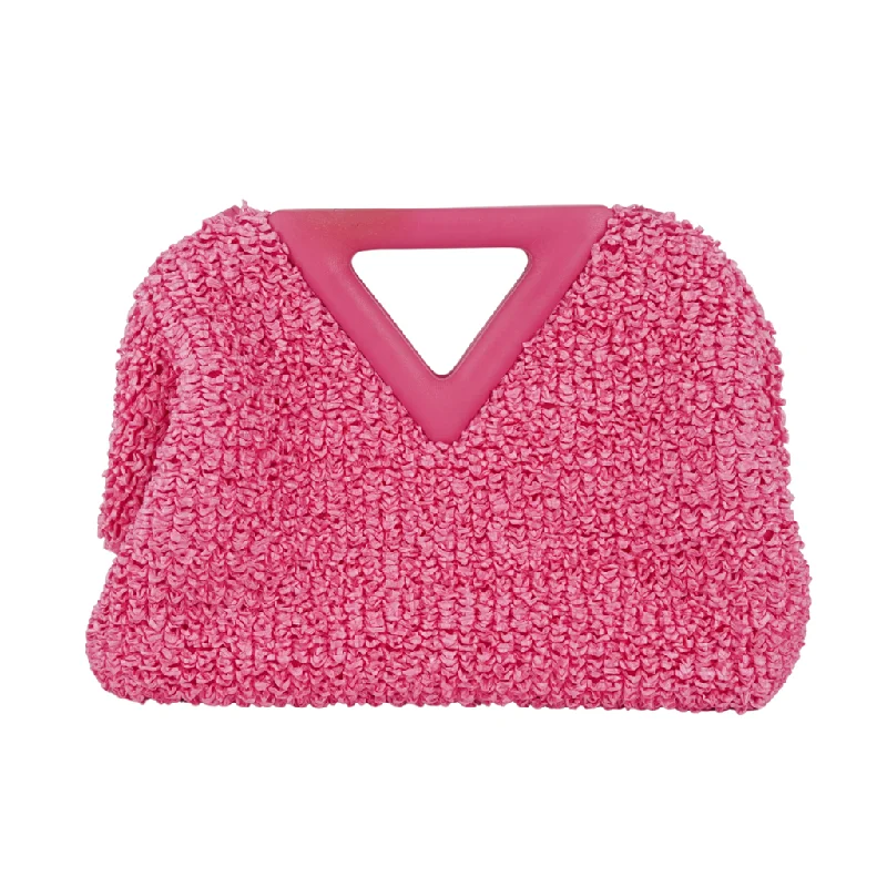 Magenta Curly Raffia Point Bag