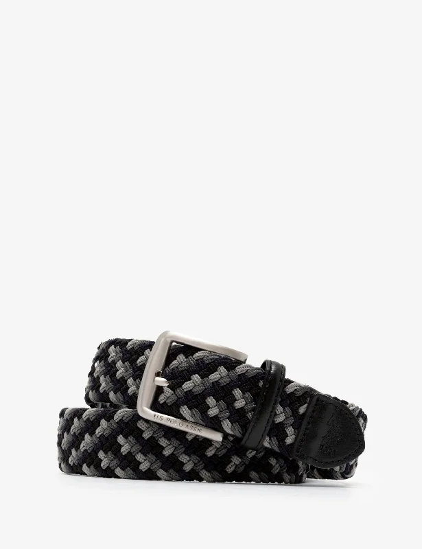 MENS TWO TONE BRAIDED STRETCH BELT