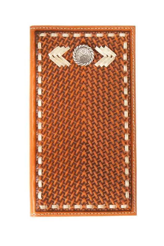 Nocona Tan Basket Weave Rodeo Wallet with Rawhide Lacing