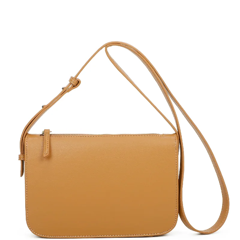 Poppy Biodegradable Vegan Leather Single Zip Crossbody - Tan