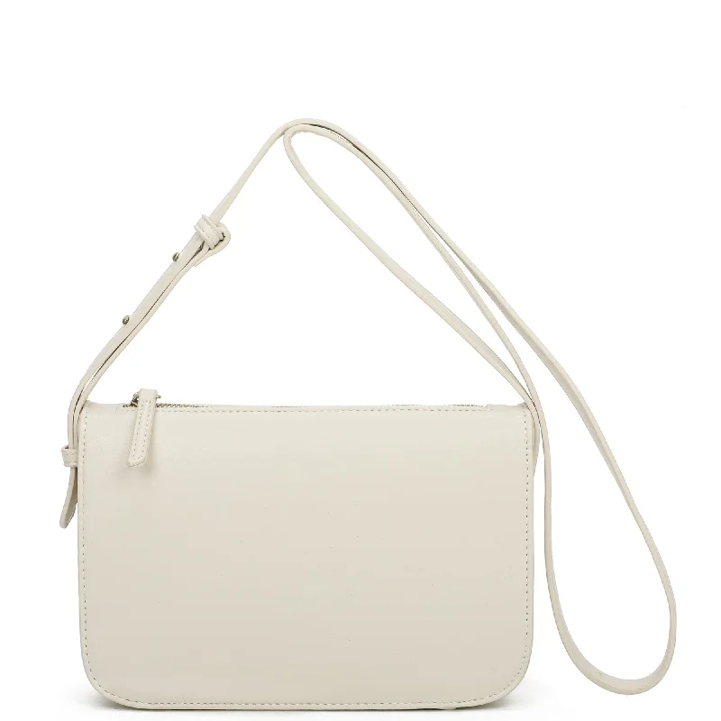 Poppy Biodegradable Vegan Leather Single Zip Crossbody - Cream